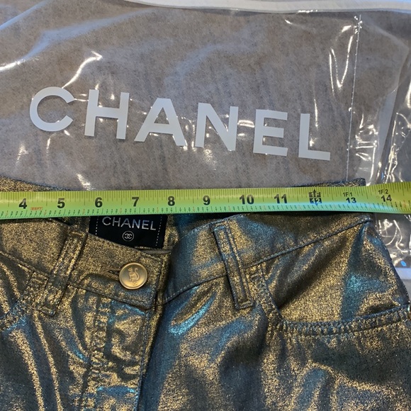 🔥LAST CHANCE 💯 AUTH CHANEL Gold straight Leg PANTS - Picture 4 of 15